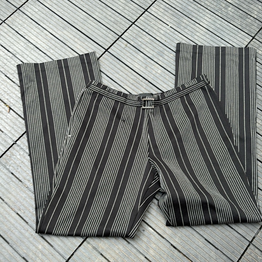 New York and Company striped stretch black and grey pants size small